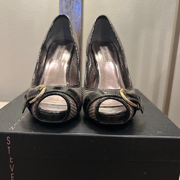 Steven by Steve Madden Lezlie Glen Plaid Peep toe Pumps - Picture 4 of 9